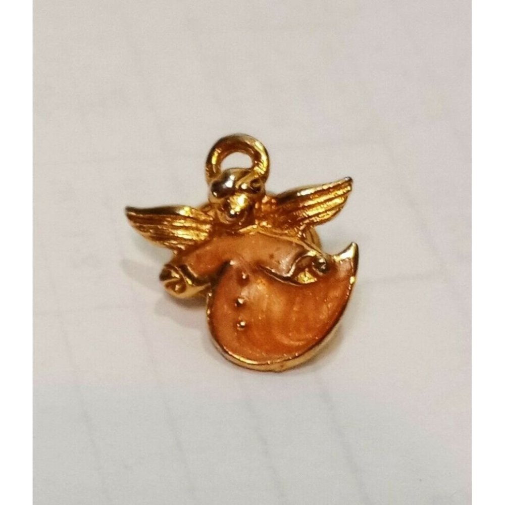 Angel Ballou Reg’d Lapel Pin Gold Tone Vintage 3/4" Metal Enamel